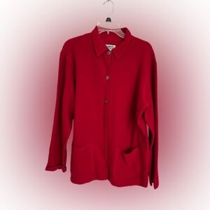 Chico's Vibrant Red Wool Jacket Chicos Sz 2 = Sz 8 10